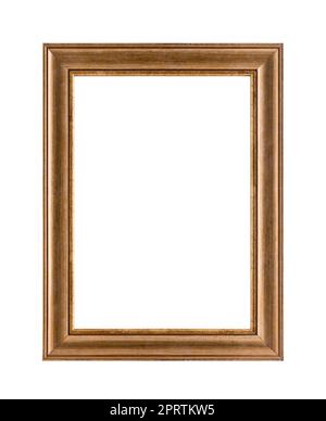 Old wooden picture frame isolated on white background with clipping path Stock Photo