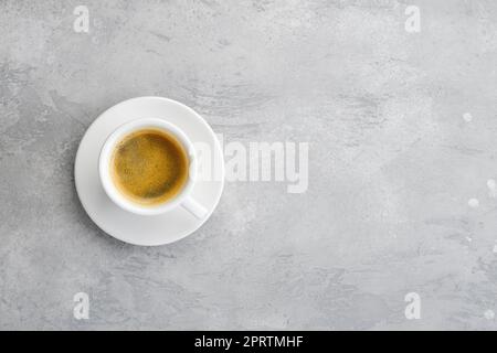 Top view of porcelain cup of strong coffee Stock Photo