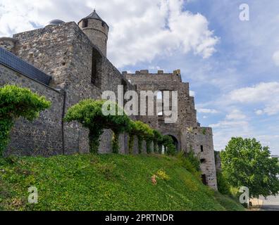 Ancient castle ruin called Greifenstein in the same called german village at summer Stock Photo