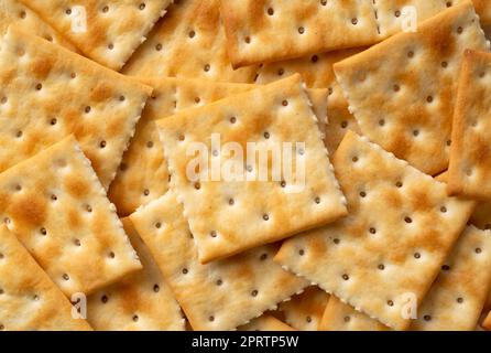 Crackers placed throughout the screen. Viewed from above. Stock Photo