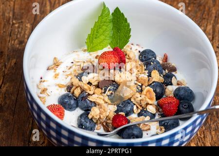 yogurt with cereals Stock Photo