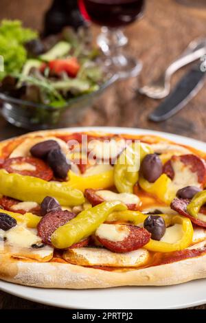 closeup of a pizza Stock Photo