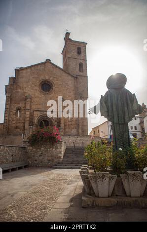 Alcantara, Spain - Oct 6th, 2022: San Pedro de Alcantara statue, Alcantara Caceres, Spain. Jose Navarro Gabaldon sculptor, 1976 Stock Photo