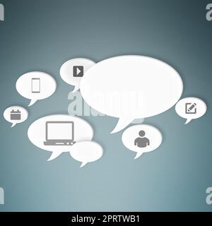 Social media and the cloud. Conceptual image representing modern cloud computing. Stock Photo