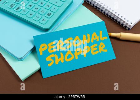 Conceptual caption Personal Shopper, Concept meaning individual who is paid  to help another to purchase goods Creative Home Recycling Ideas And Design  Stock Photo - Alamy