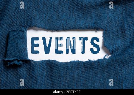 Text showing inspiration Events, Word for something occurs in certain place during particular interval of time Illustration Of Lady Thinking Deeply Al Stock Photo