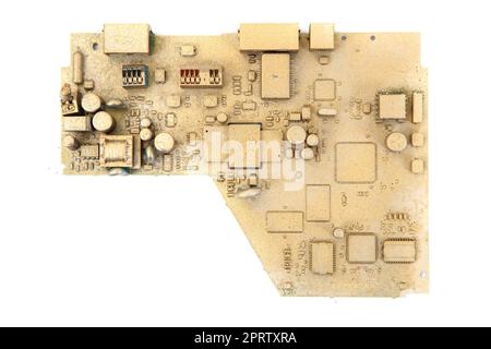 golden logic circuit isolated on the white background Stock Photo