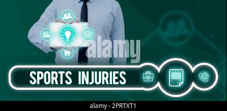 Conceptual caption Sports Injuries, Word for program that helps employees learn specific knowledge Stock Photo