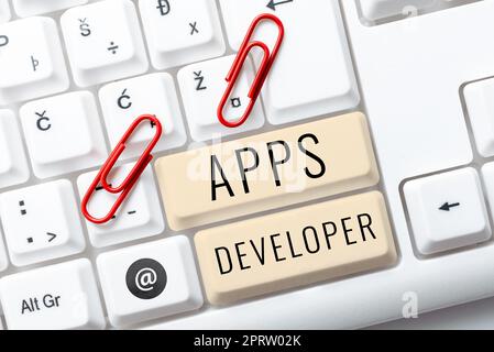 Inspiration showing sign Apps Developer, Business idea Setting oneself on the activity Being Prepared Fixin G Coding String Arrangement, Typing Progra Stock Photo