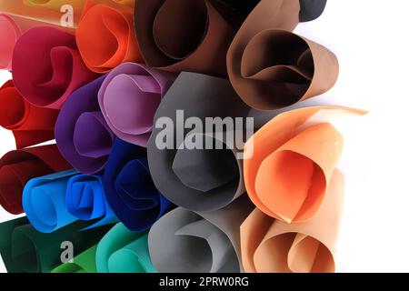 color paper rolls isolated on the white background Stock Photo