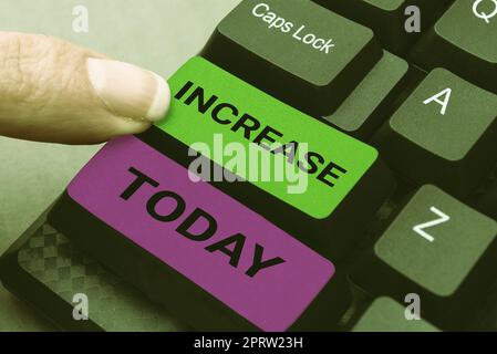 Sign displaying Increase, Conceptual photo the integration of technology into offerings by financial services Stock Photo