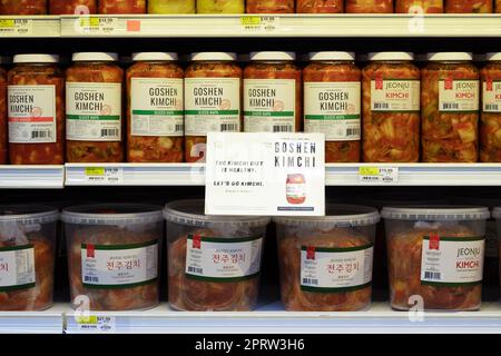 Different types of Kimchi for sale at Stock Photo