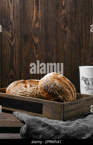 Two loafs of artisan whole grain wheat bread Stock Photo
