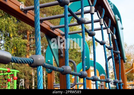Children's playground with sports equipment in the city park. The concept of a healthy lifestyle Stock Photo