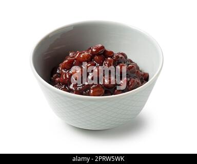 Boiled azuki beans placed on a white background. Stock Photo