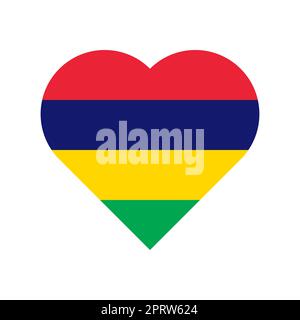 Mauritius vector flag heart on white background Stock Vector