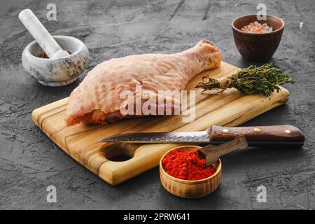 Raw fresh turkey drumstick Stock Photo