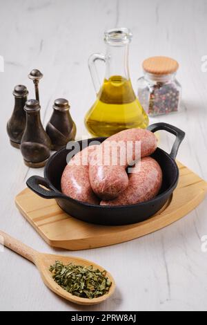 Homemade classic raw beef sausage Stock Photo - Alamy