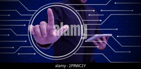 Business Man Presenting New Futuristic Technologies. Stock Photo