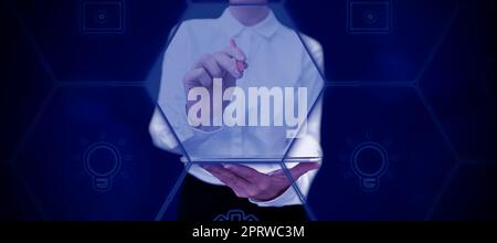 Business Man Presenting New Futuristic Technologies. Stock Photo