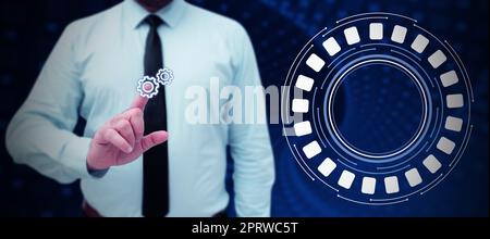 Business Man Presenting New Futuristic Technologies. Stock Photo