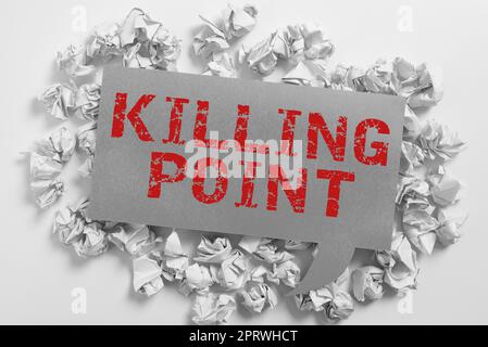 Text showing inspiration Killing Point. Word Written on Phase End Review Stage Gate Project Evaluation No Go Stock Photo