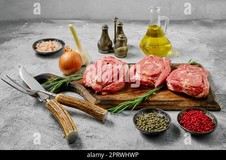 Raw lamb neck cut on slices Stock Photo