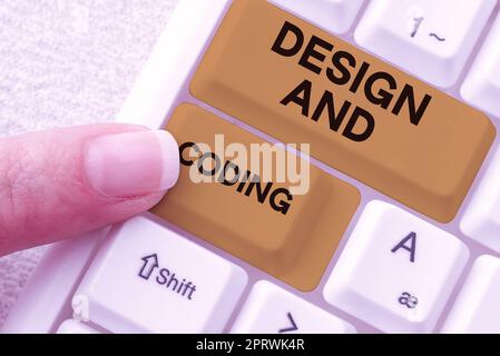 Writing displaying text Design And Coding, Internet Concept HTML and programming, Cross platform development website Abstract Programmer Typing Antivi Stock Photo