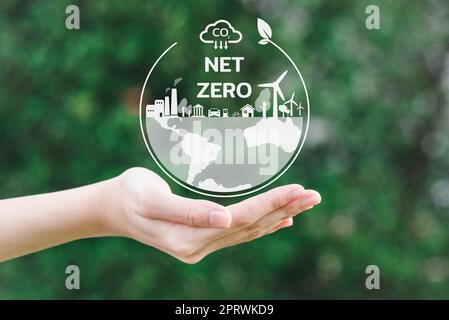 sustainable neutral protect net zero friendly emission change carbon save target renewable climate future economic earth alternative eco innovation power ecology technology strategy energy reduction Stock Photo
