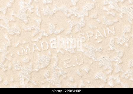 Made in Spain text on the back side of a ceramic tile Stock Photo