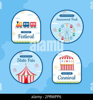 Amusement Park Carnival Social Media Post Template Hand Drawn Cartoon ...