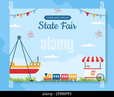 Amusement Park Carnival Social Media Post Template Hand Drawn Cartoon ...