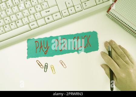 Conceptual display Pay Per Click, Internet Concept Internet Advertising Model Search Engine marketing Strategy Important Messages Presented On Present Stock Photo
