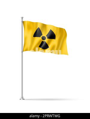 radioactive nuclear symbol flag, 3D illustration, isolated on white Stock Photo