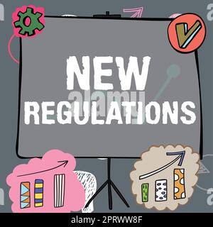 Conceptual caption New RegulationsRegulation controlling the activity usually used by rules.. Word Written on Regulation controlling the activity usually used by rules. Stock Photo