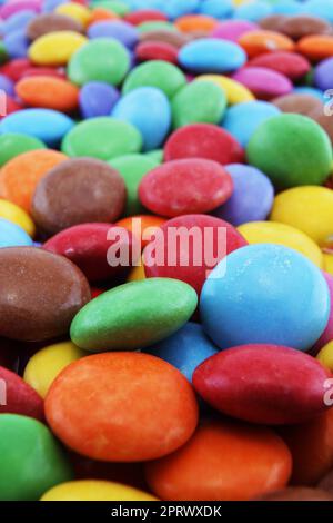 Multi coloured halloween candy sweets background with differential focus Stock Photo