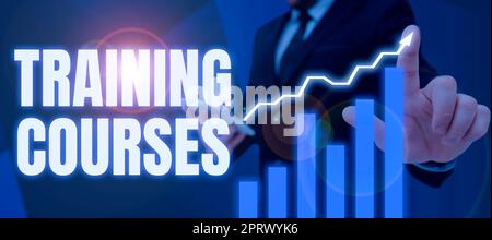 Conceptual display Training Coursesis series of lessons or lectures teaching skills you need. Business approach is series of lessons or lectures teaching skills you need Stock Photo