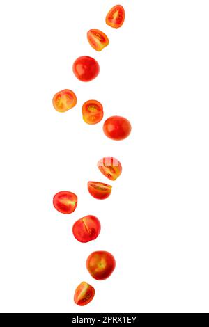 Levitating tomato cherry on white background Stock Photo