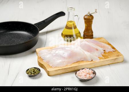 Raw fresh stingray wings ready for frying Stock Photo