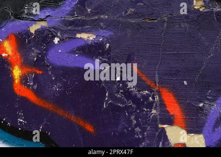 Colorful wall background with damaged paints of blue Stock Photo
