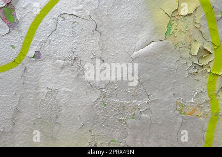 Colorful wall background with damaged paints of gray silver and yellow Stock Photo