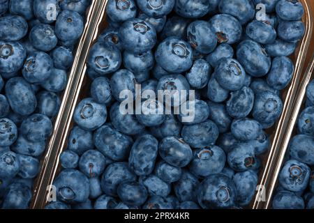 Close up fresh blueberry in container Stock Photo