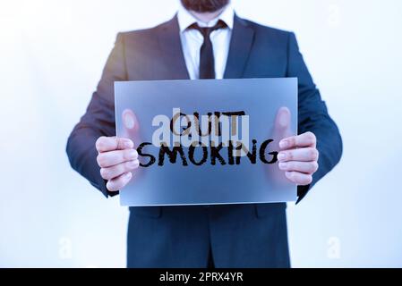 Text caption presenting Quit Smoking. Conceptual photo Discontinuing or stopping the use of tobacco addiction Stock Photo