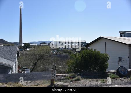 Hayden, AZ., U.S.A. February 24, 2018.  Founded in 1909 by the Kennecott Copper Corp. In 1912, the company built a 1,000 ft (300 m) smelter Stock Photo