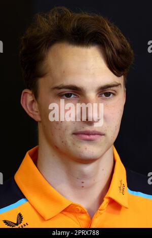 Baku, Azerbaijan. 27th Apr, 2023. Oscar Piastri (AUS) McLaren. Formula 1 World Championship, Rd 4, Azerbaijan Grand Prix, Thursday 27th April 2023. Baku City Circuit, Azerbaijan. Credit: James Moy/Alamy Live News Stock Photo