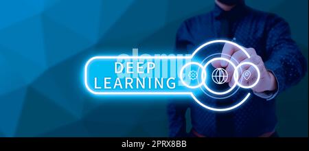 Text sign showing Deep Learning, Business approach Hierarchical Abstractions Artificial Intelligence Algorithm Stock Photo