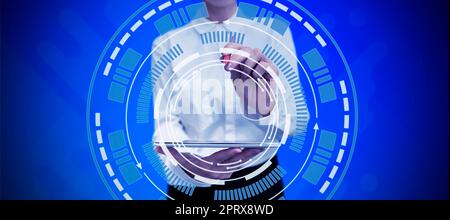 Business Man Presenting New Futuristic Technologies. Stock Photo