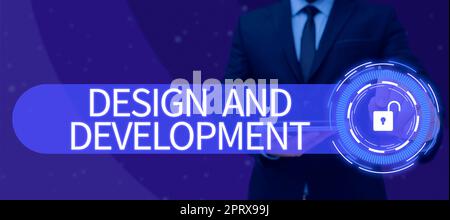 Handwriting text Design And Development, Business concept Defining the Specification of Products and Services Stock Photo