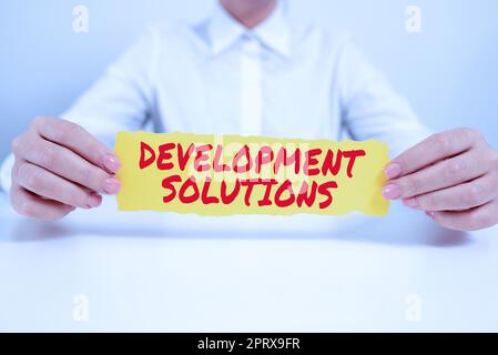 Text sign showing Development Solutions, Word Written on Efficient Planning based on the Company needs Stock Photo