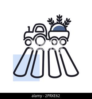 tractor on field icon vector outline illustration Stock Vector Image ...
